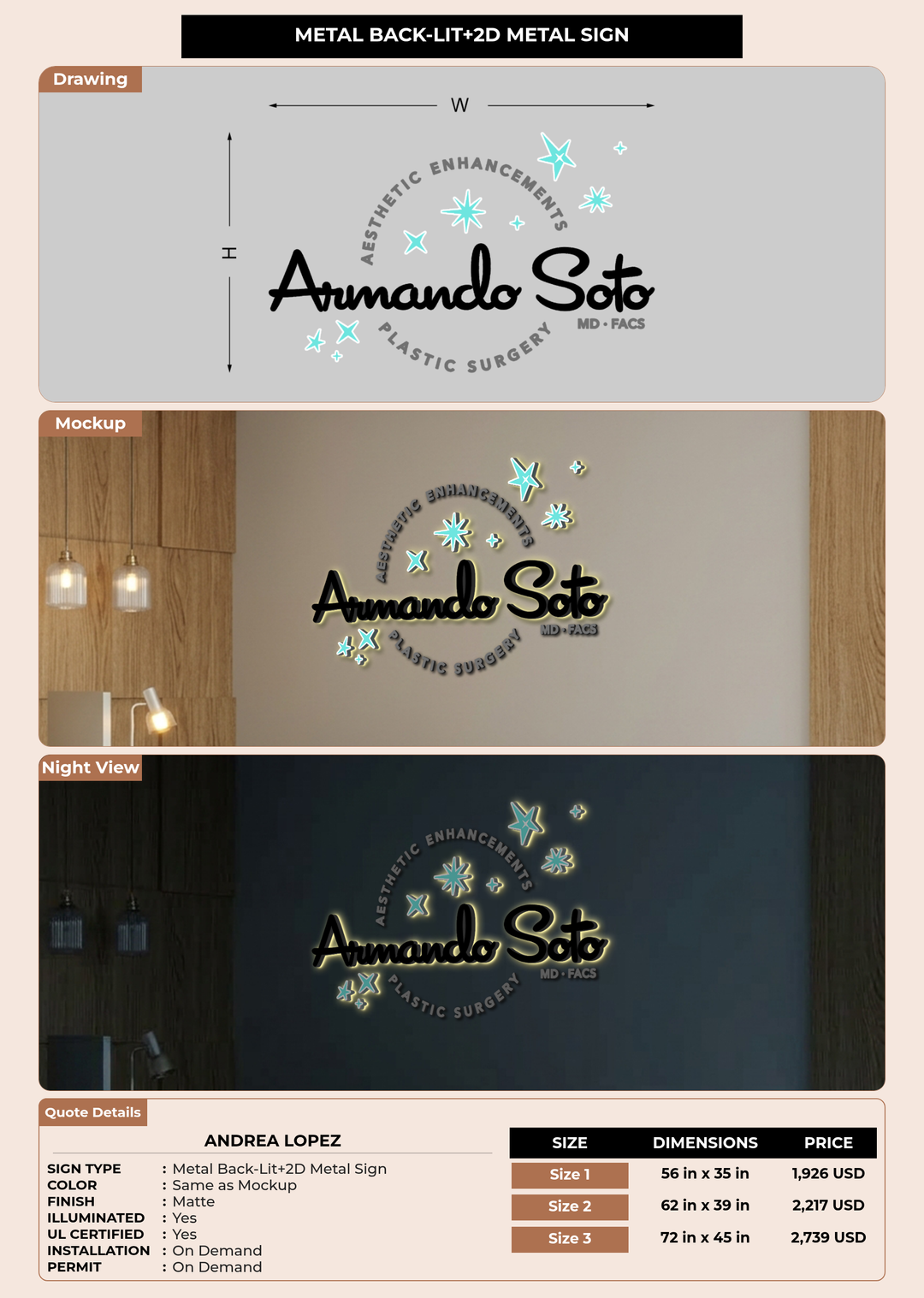 CUSTOM MOCKUP SIGN FOR Andrea Lopez