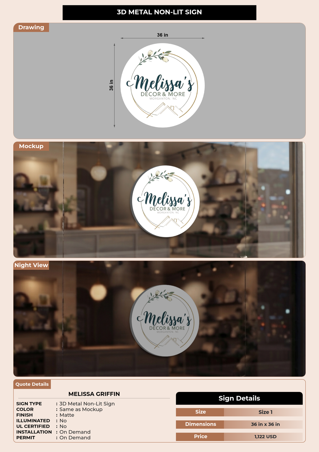 CUSTOM MOCKUP SIGN FOR Melissa Griffin