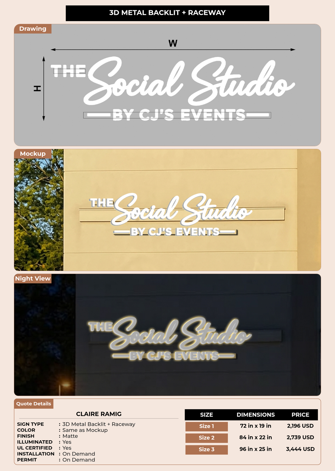 CUSTOM MOCKUP SIGN FOR Claire Ramig