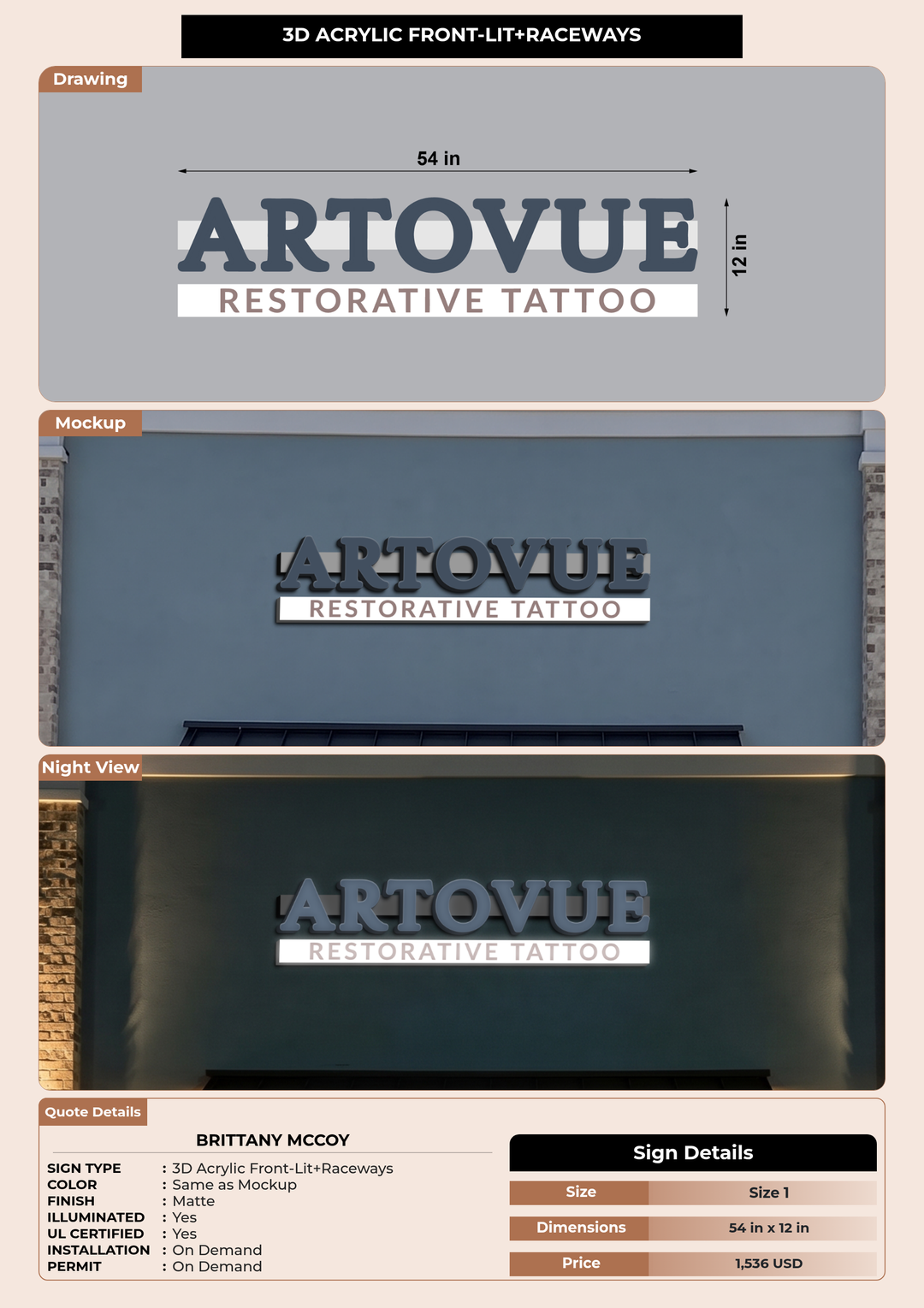 CUSTOM MOCKUP SIGN FOR Brittany Mccoy