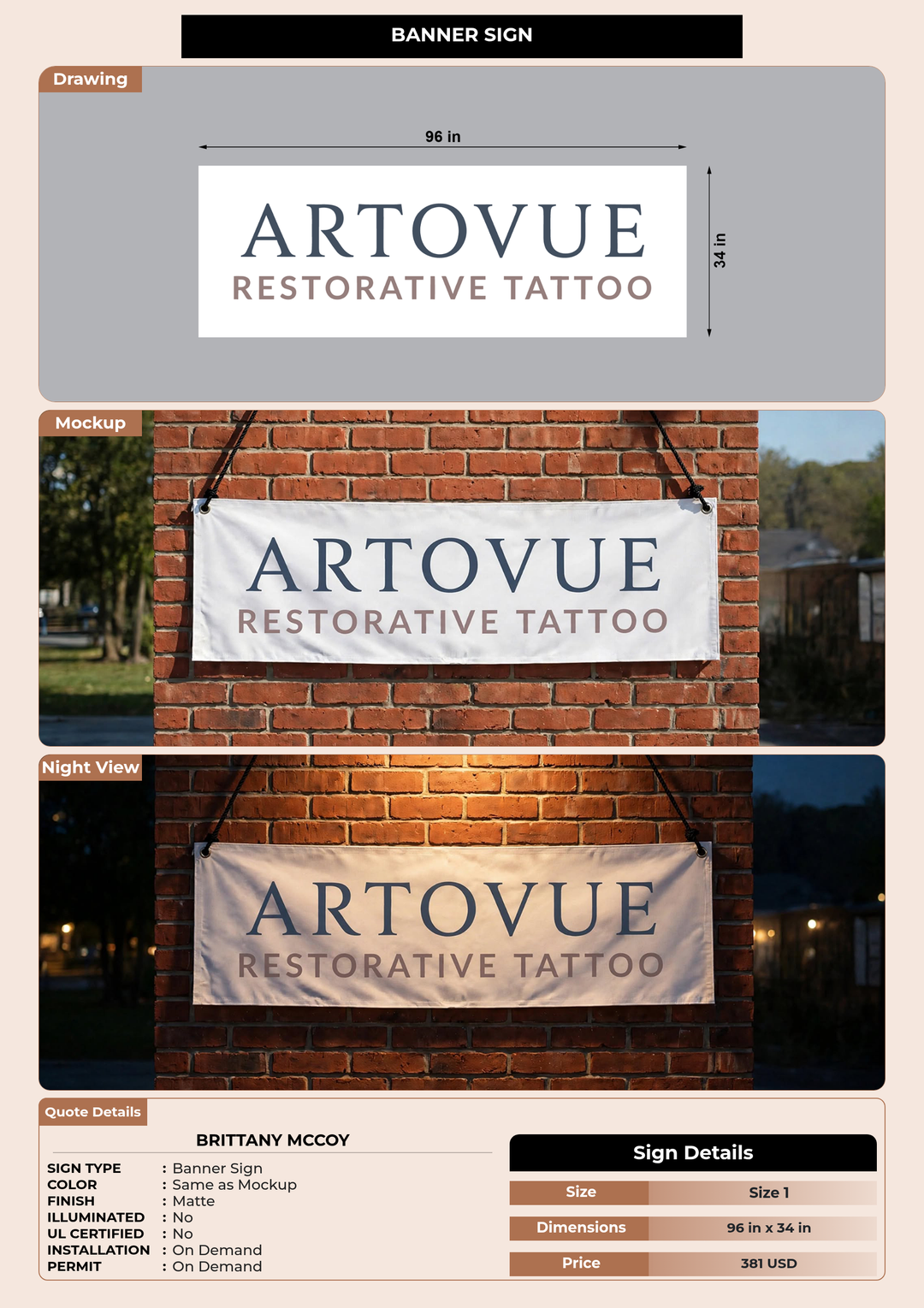 CUSTOM MOCKUP SIGN FOR Brittany Mccoy