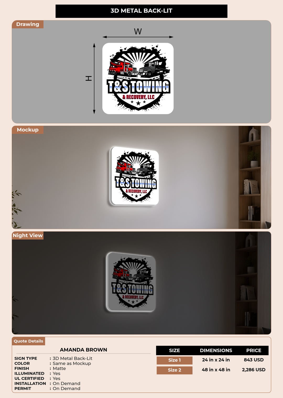 CUSTOM MOCKUP SIGN FOR Amanda Brown