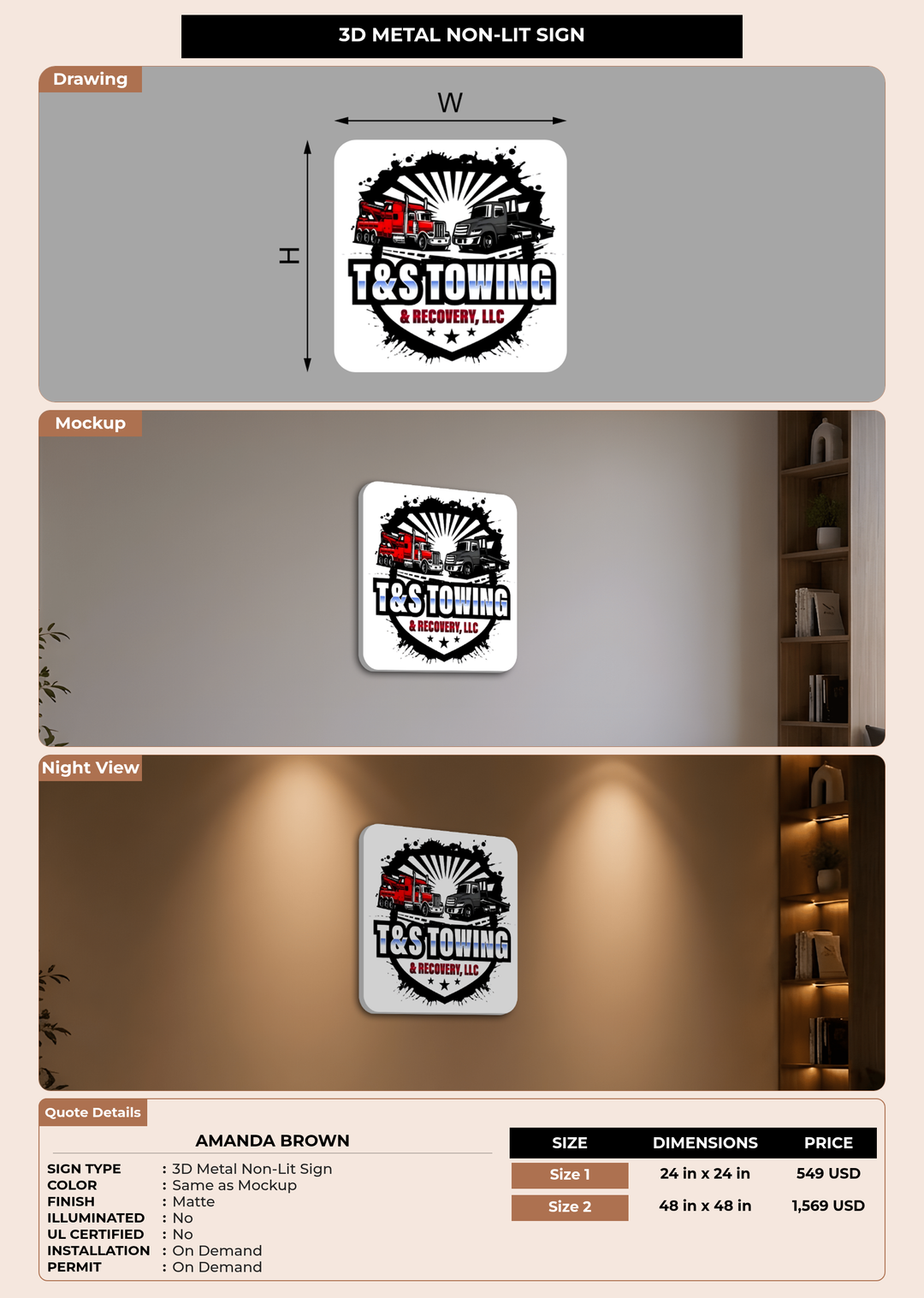 CUSTOM MOCKUP SIGN FOR Amanda Brown