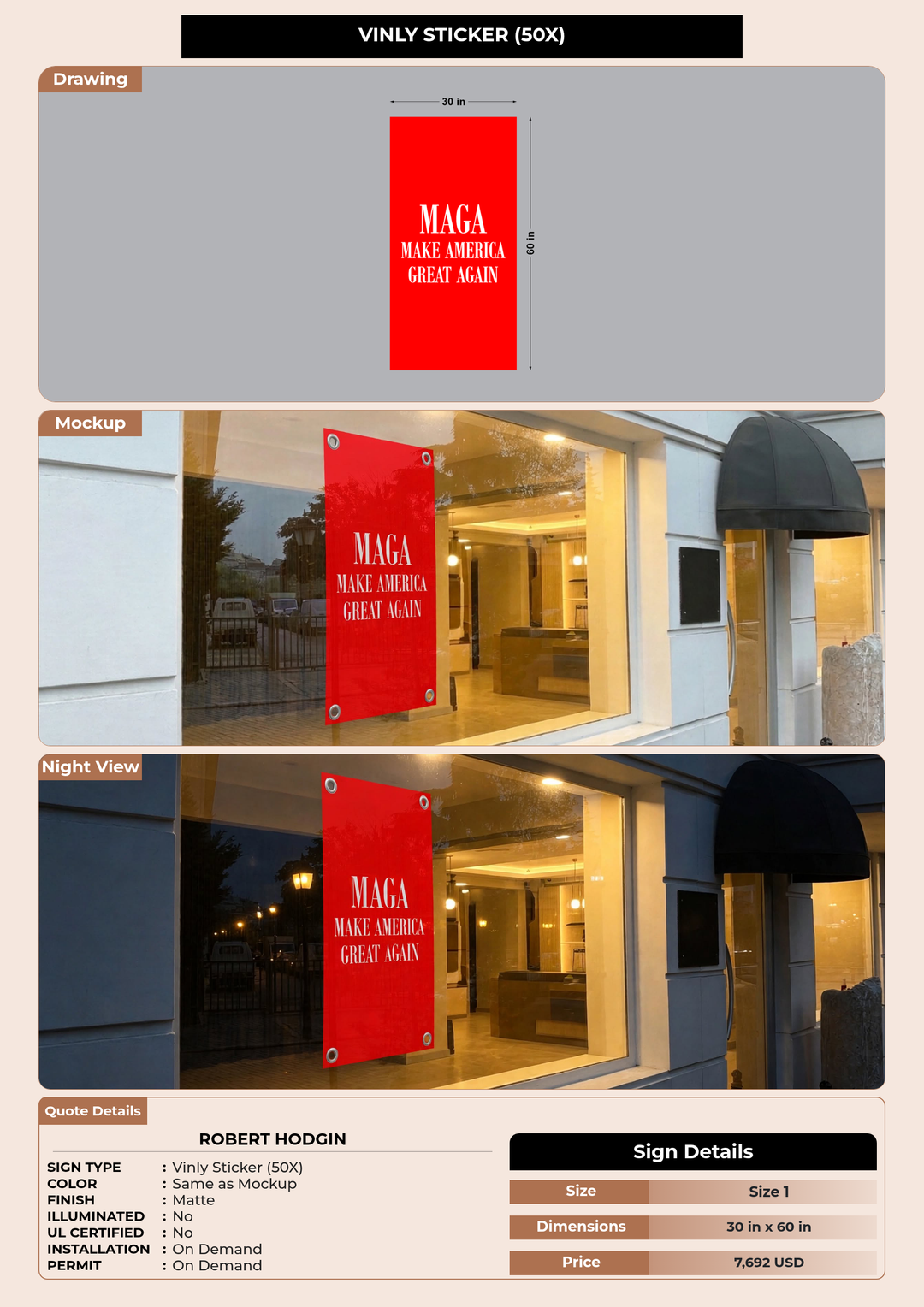 CUSTOM MOCKUP SIGN FOR Robert hodgin
