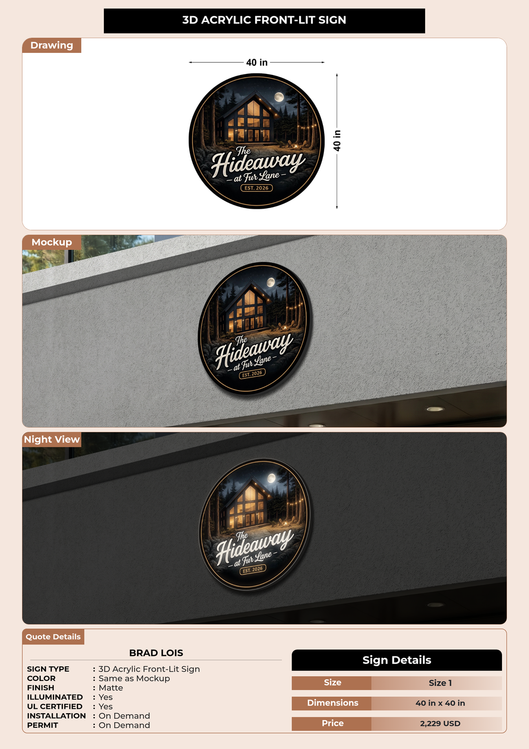 CUSTOM MOCKUP SIGN FOR Brad Lois