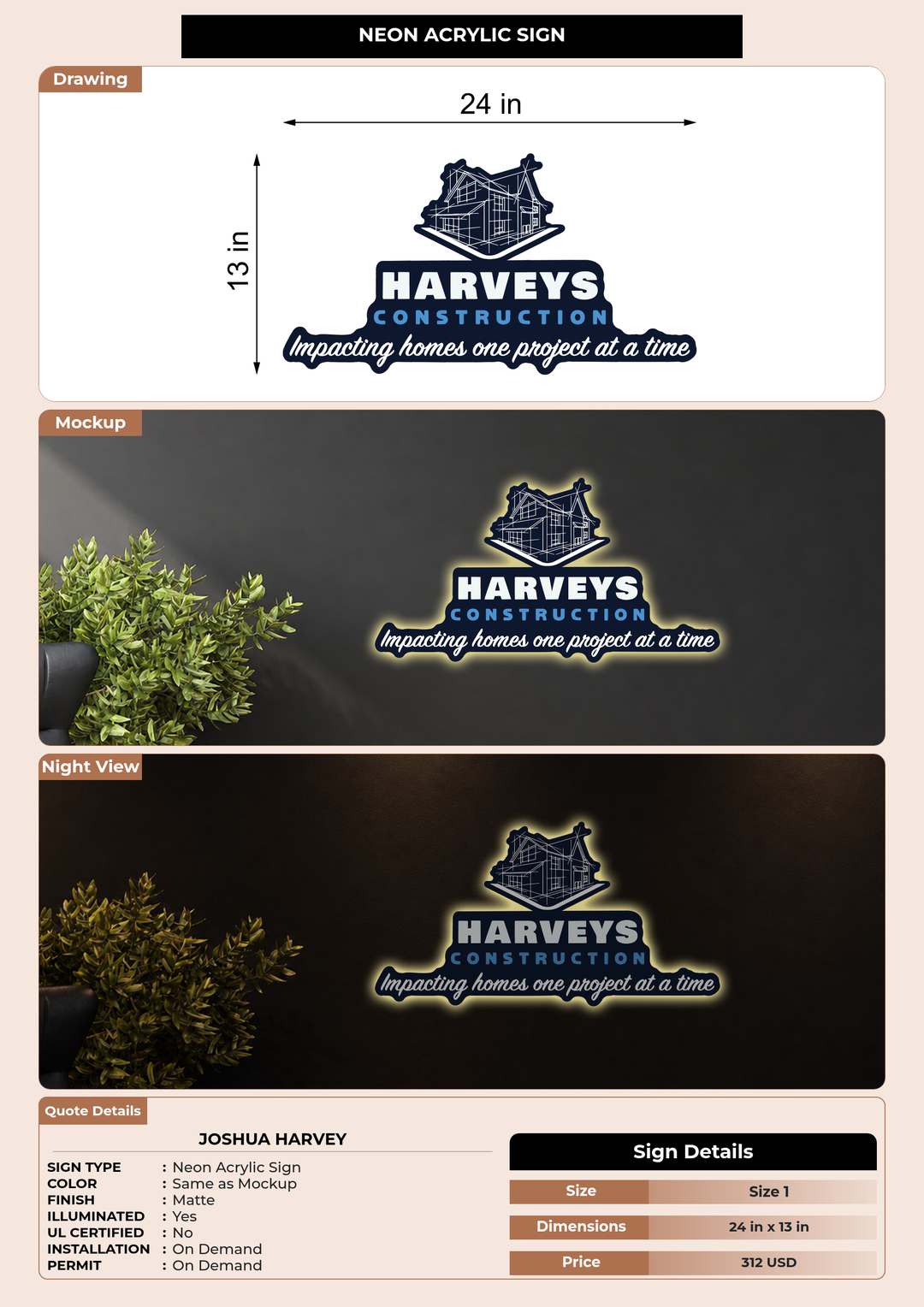 CUSTOM MOCKUP SIGN FOR Joshua Harvey