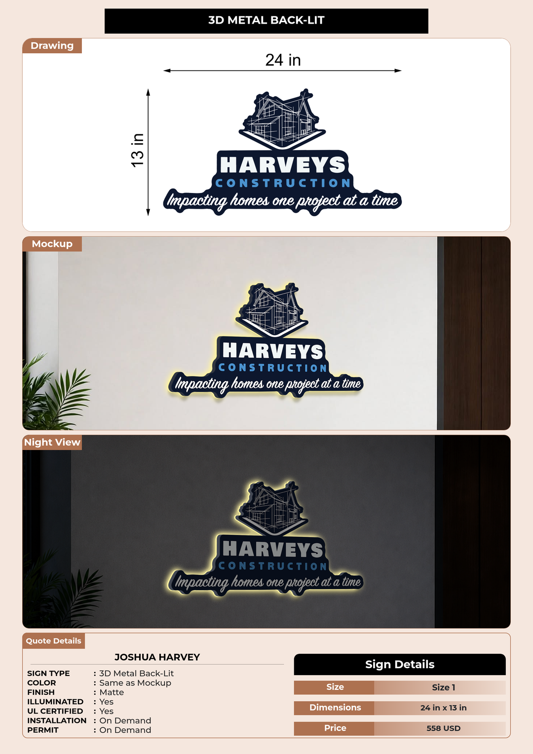CUSTOM MOCKUP SIGN FOR Joshua Harvey