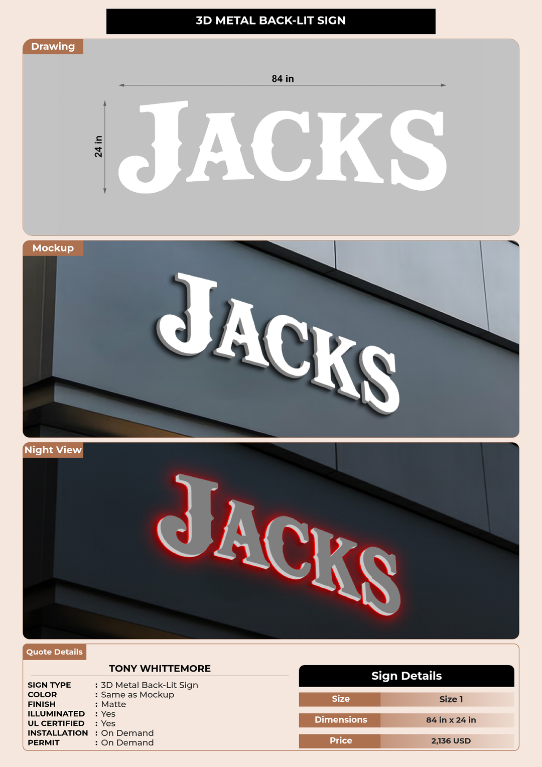 CUSTOM MOCKUP SIGN FOR Tony Whittemore
