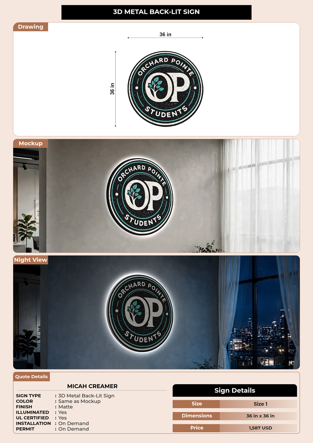CUSTOM MOCKUP SIGN FOR Micah Creamer