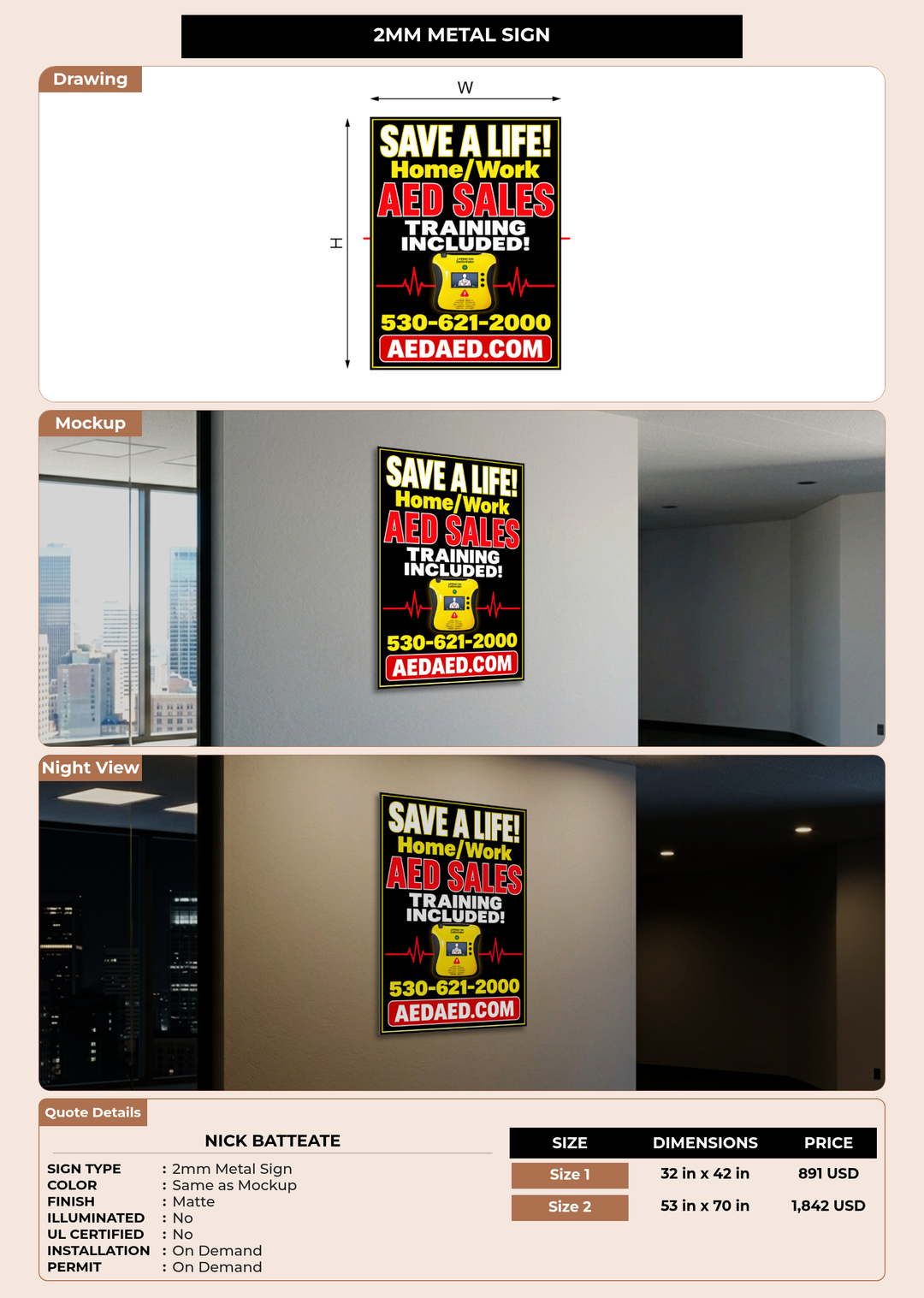 CUSTOM MOCKUP SIGN FOR Nick Batteate