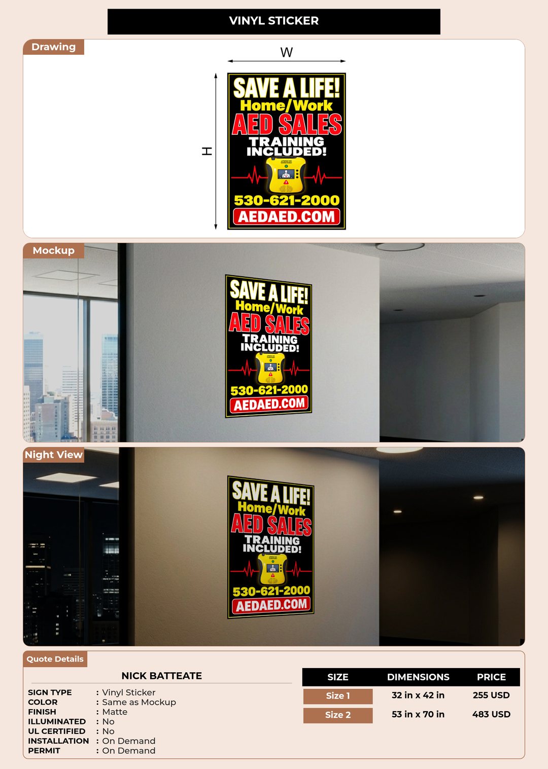 CUSTOM MOCKUP SIGN FOR Nick Batteate
