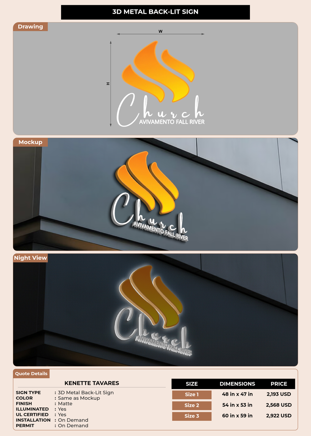 CUSTOM MOCKUP SIGN FOR Kenette Tavares
