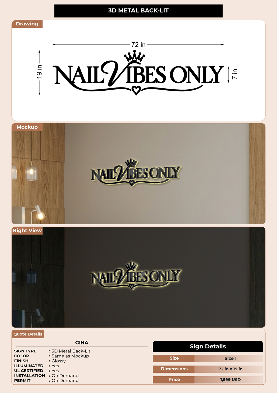 CUSTOM MOCKUP SIGN FOR Gina