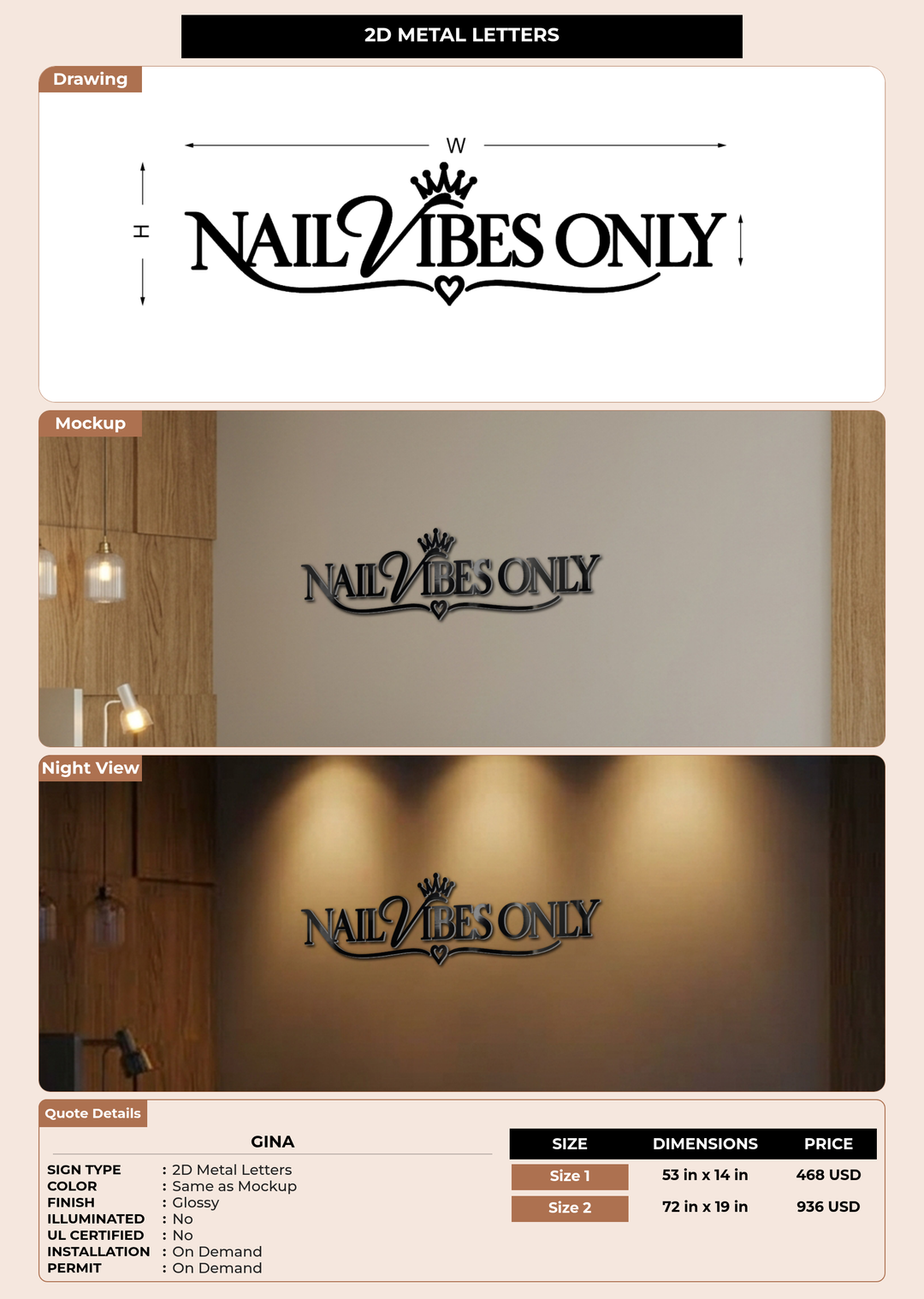 CUSTOM MOCKUP SIGN FOR Gina