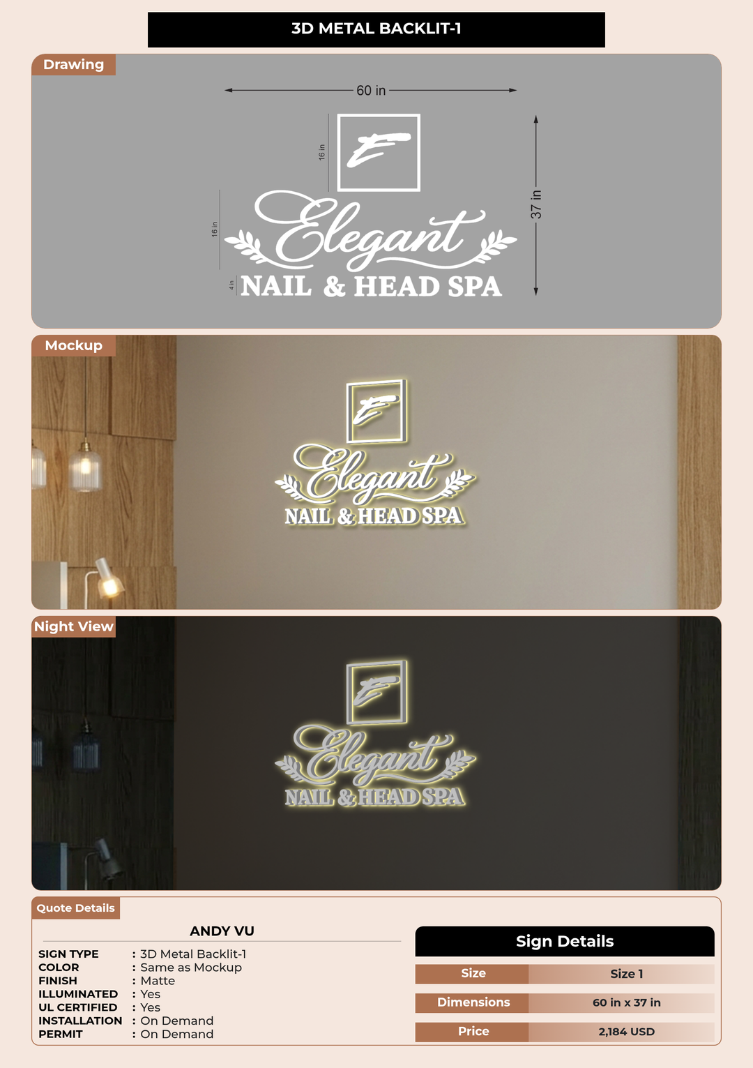CUSTOM MOCKUP SIGN FOR Andy vu
