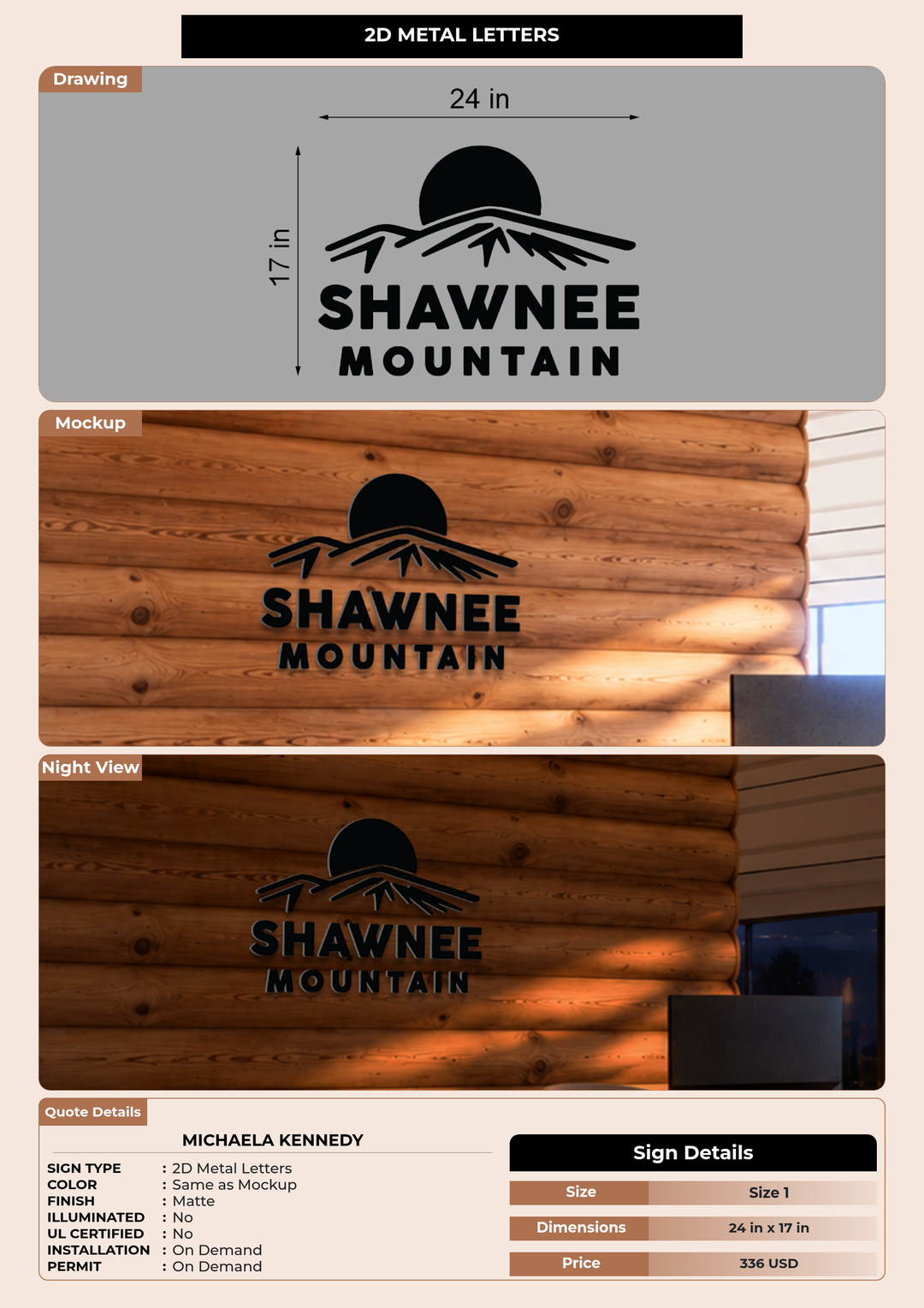 CUSTOM MOCKUP SIGN FOR Michaela Kennedy