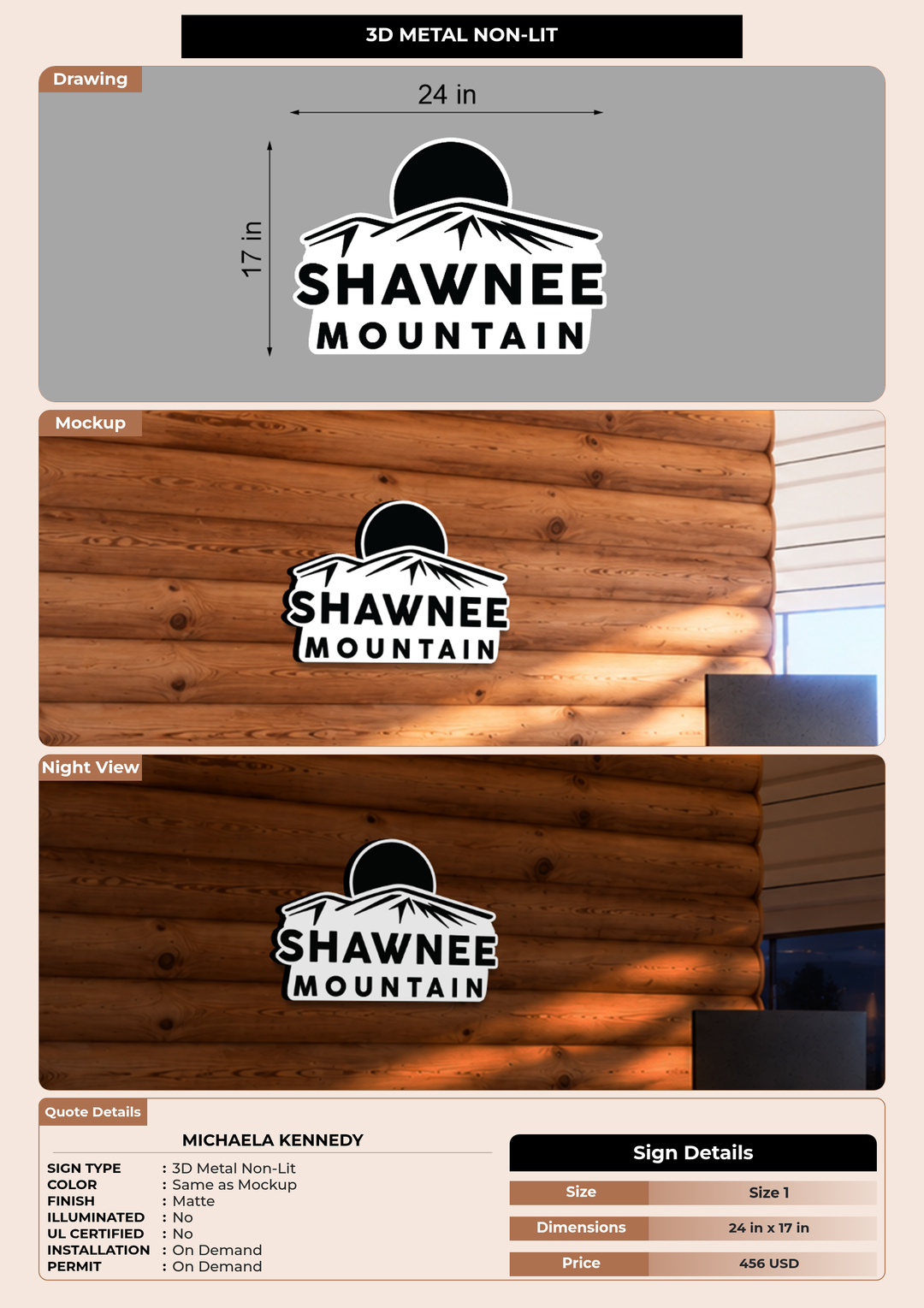 CUSTOM MOCKUP SIGN FOR Michaela Kennedy