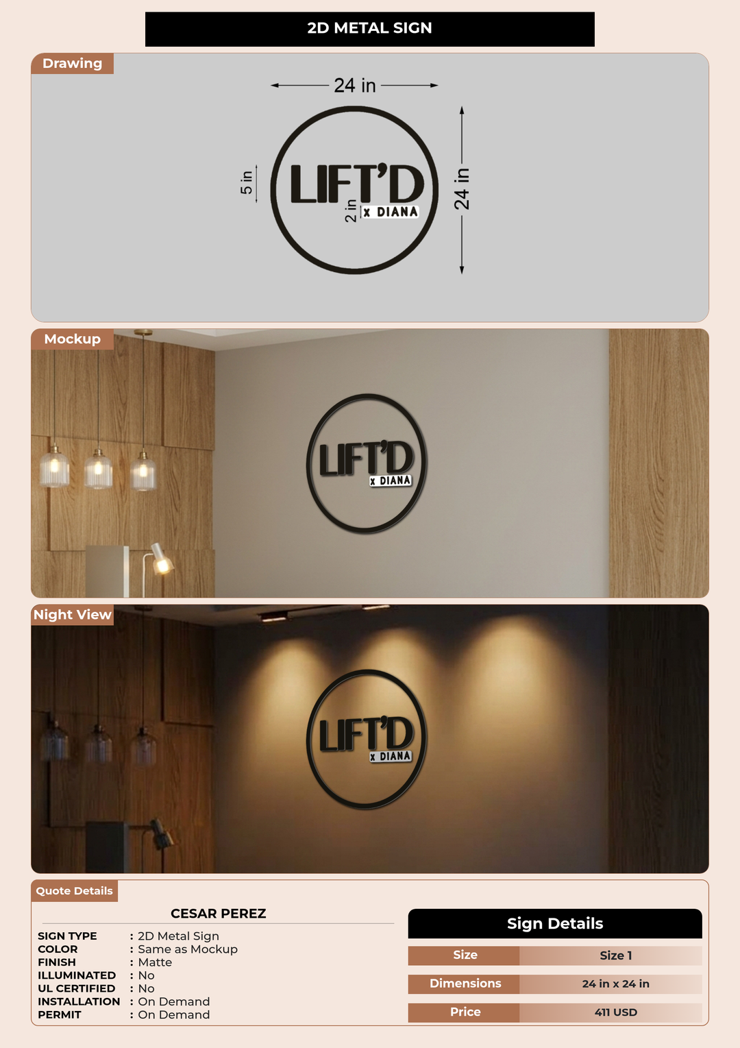 CUSTOM MOCKUP SIGN FOR Cesar Perez