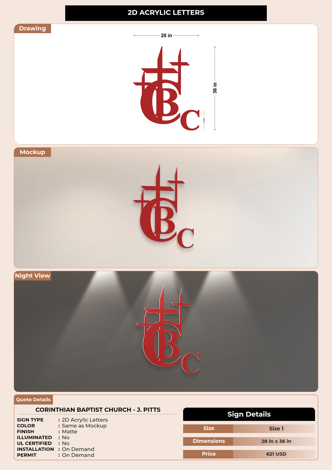 CUSTOM MOCKUP SIGN FOR Corinthian Baptist Church - J. Pitts