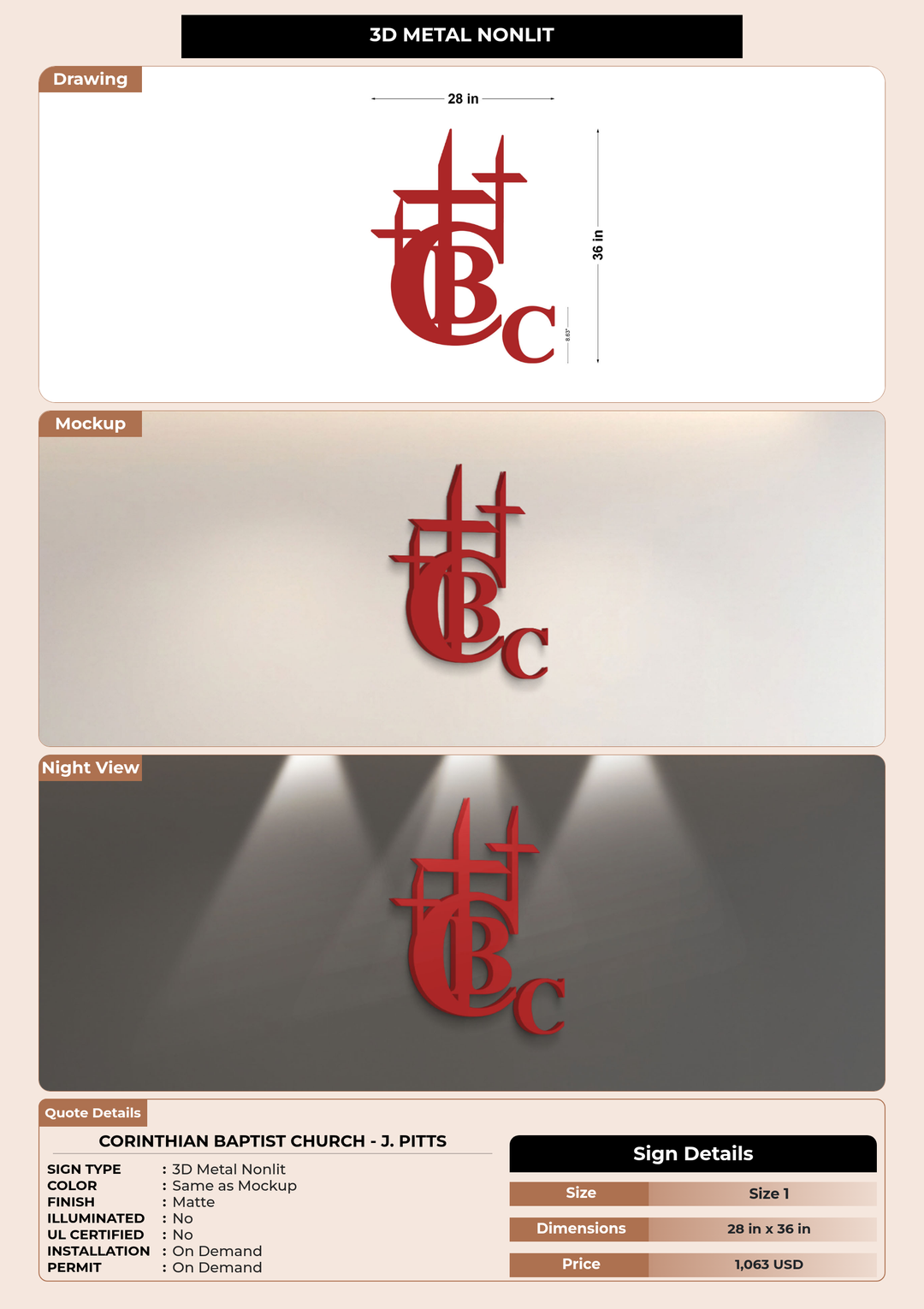 CUSTOM MOCKUP SIGN FOR Corinthian Baptist Church - J. Pitts