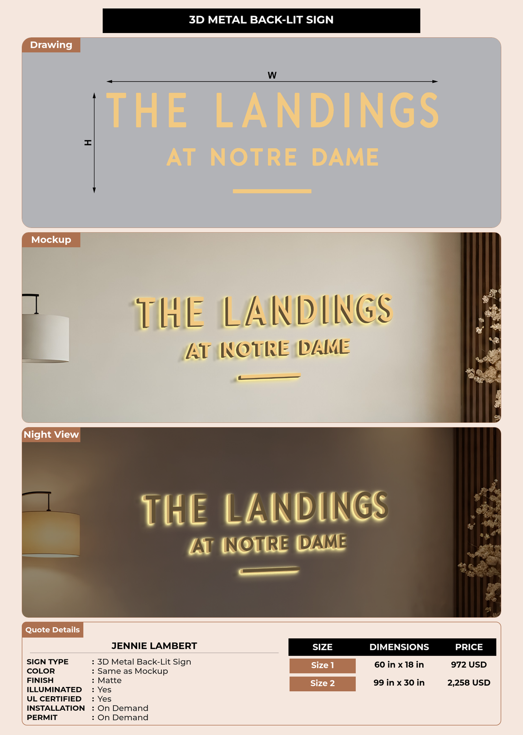 CUSTOM MOCKUP SIGN FOR Jennie Lambert