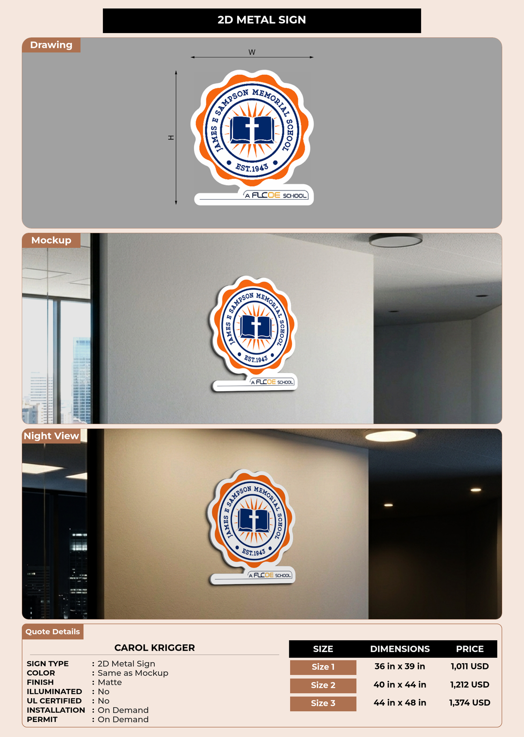 CUSTOM MOCKUP SIGN FOR Carol Krigger