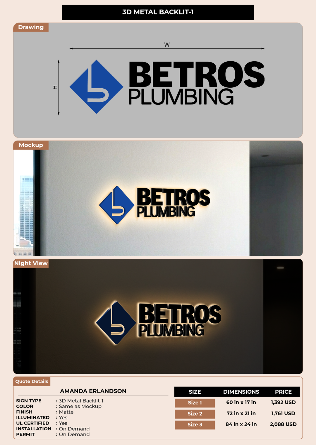 CUSTOM MOCKUP SIGN FOR Amanda Erlandson