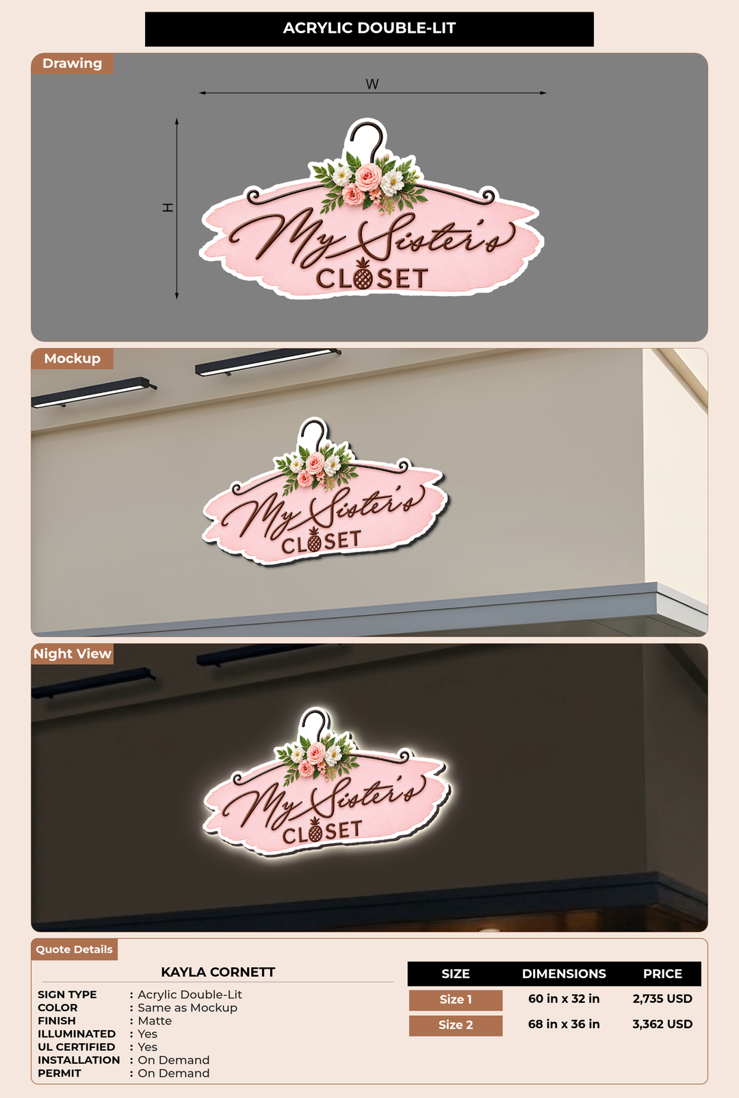 CUSTOM MOCKUP SIGN FOR Kayla Cornett