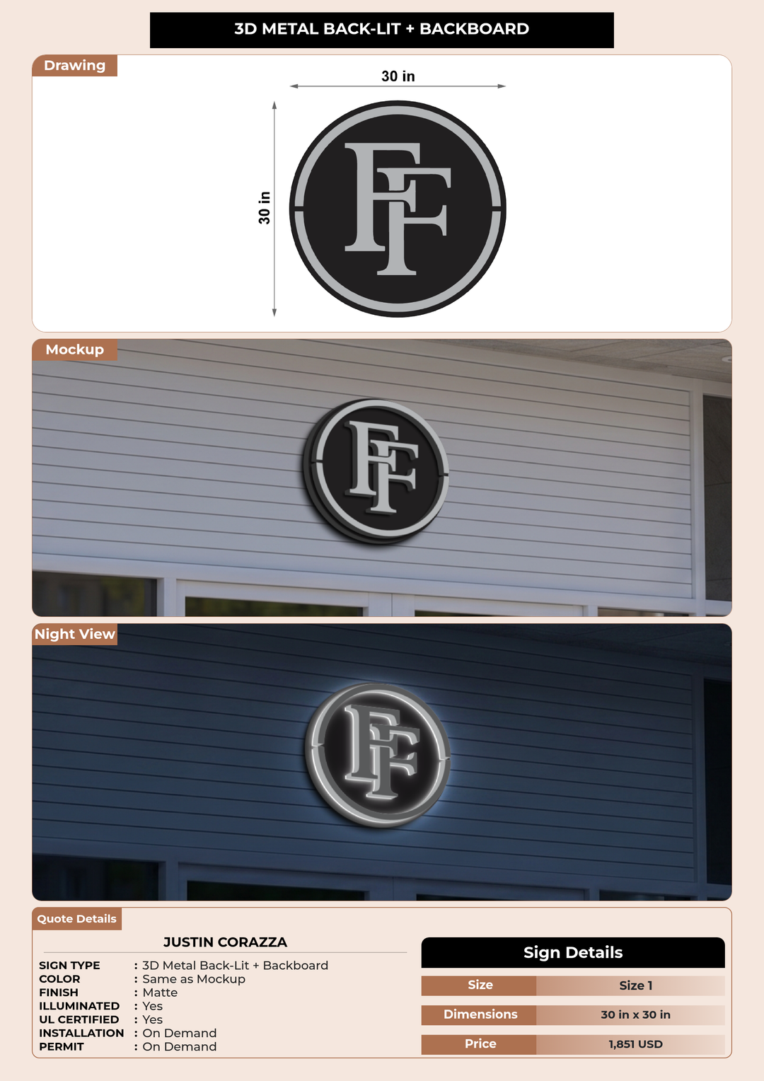 CUSTOM MOCKUP SIGN FOR Justin Corazza