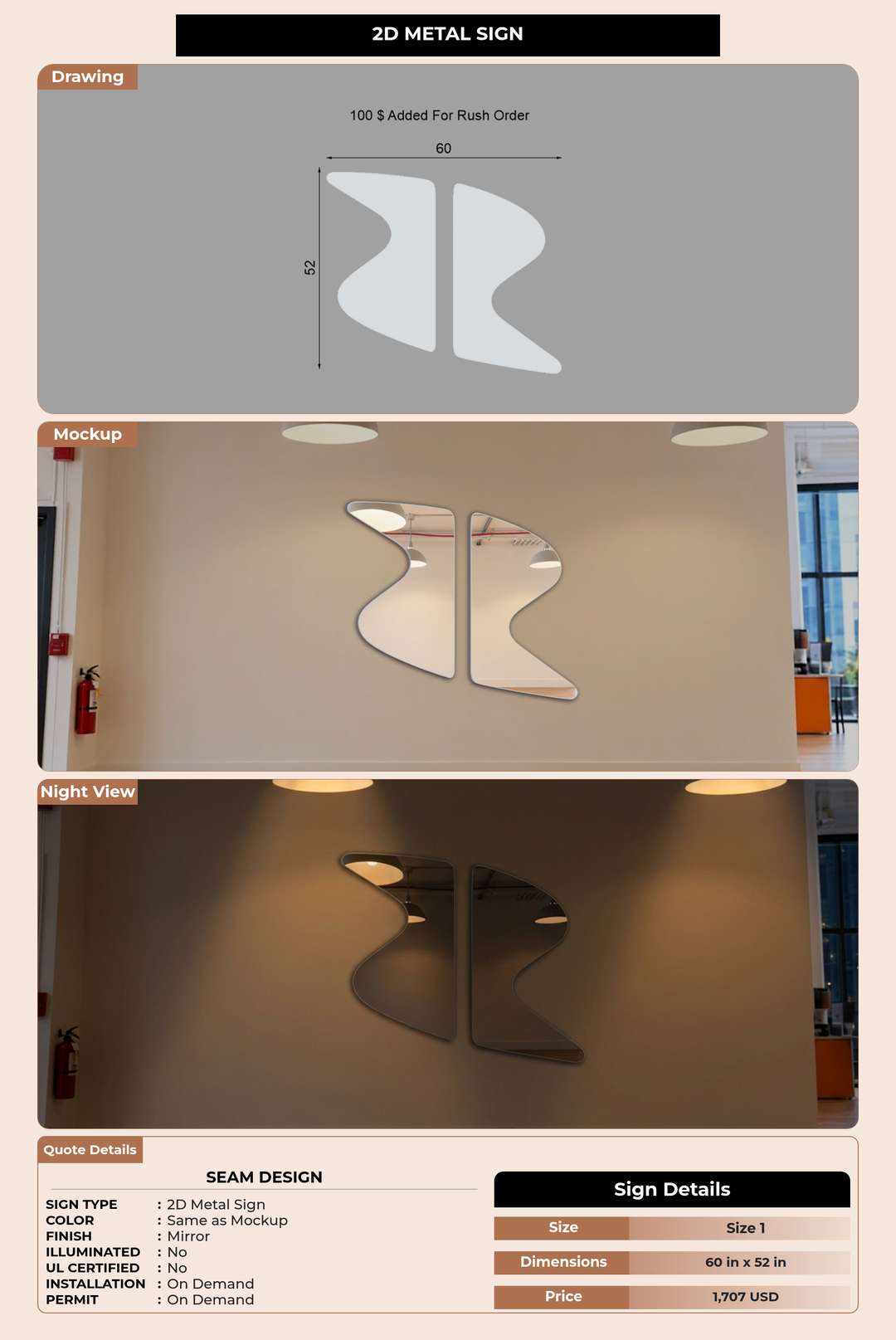 CUSTOM MOCKUP SIGN FOR Seam Design