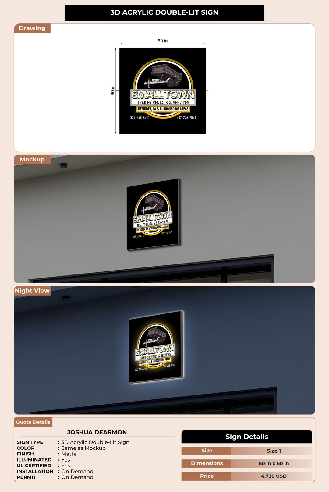 CUSTOM MOCKUP SIGN FOR Joshua Dearmon