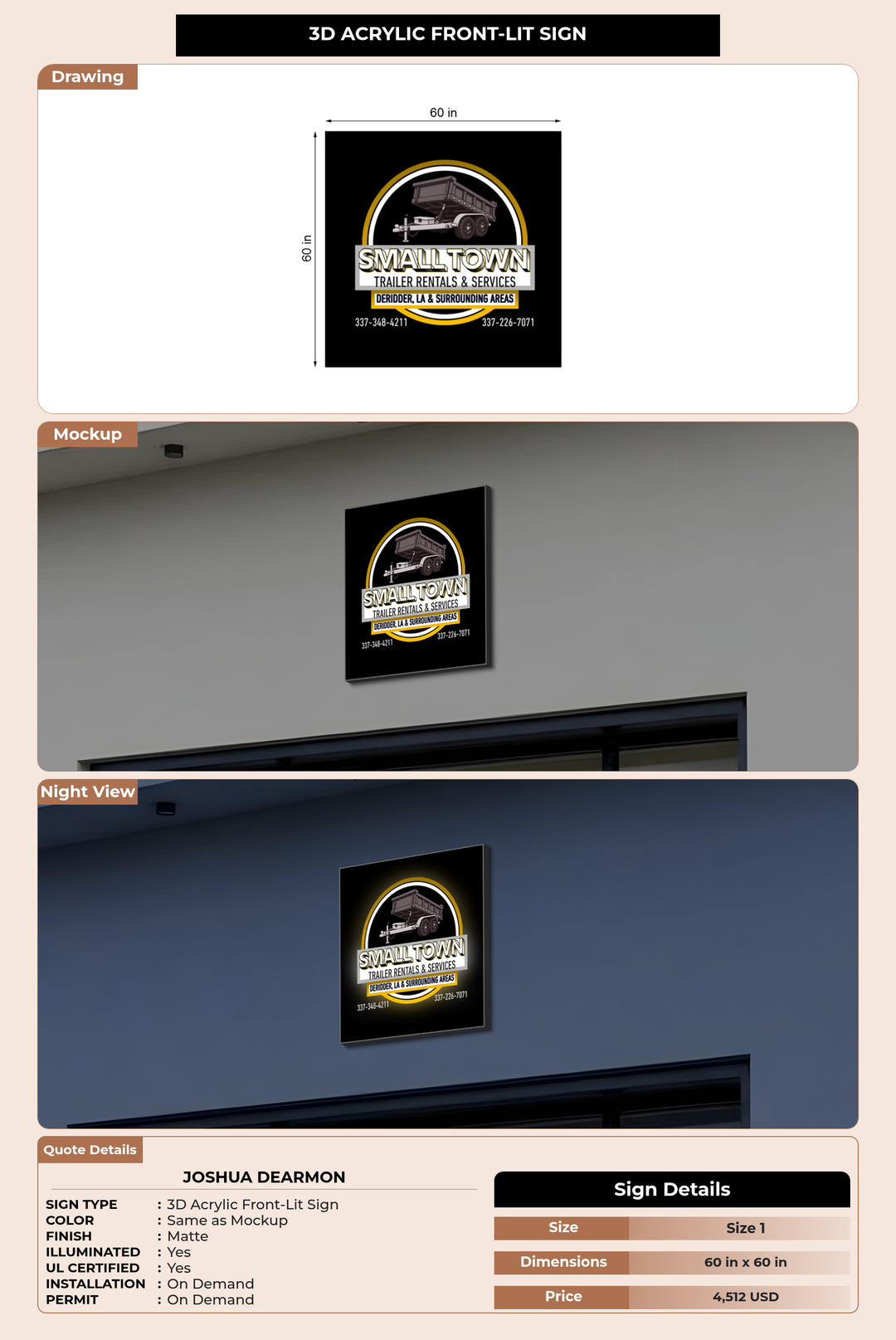 CUSTOM MOCKUP SIGN FOR Joshua Dearmon