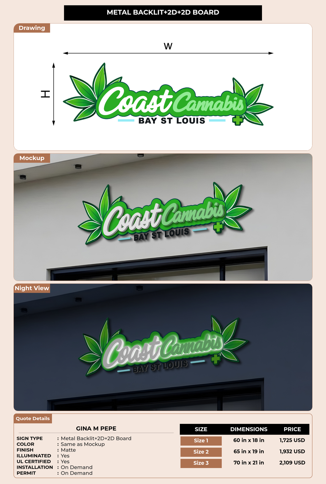 CUSTOM MOCKUP SIGN FOR Gina M Pepe
