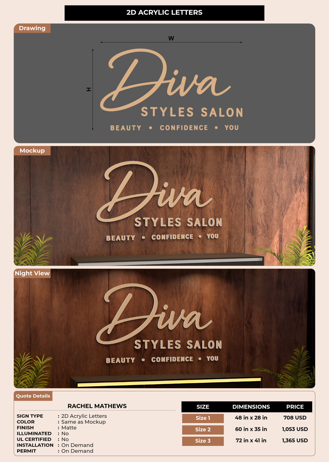 CUSTOM MOCKUP SIGN FOR Rachel Mathews