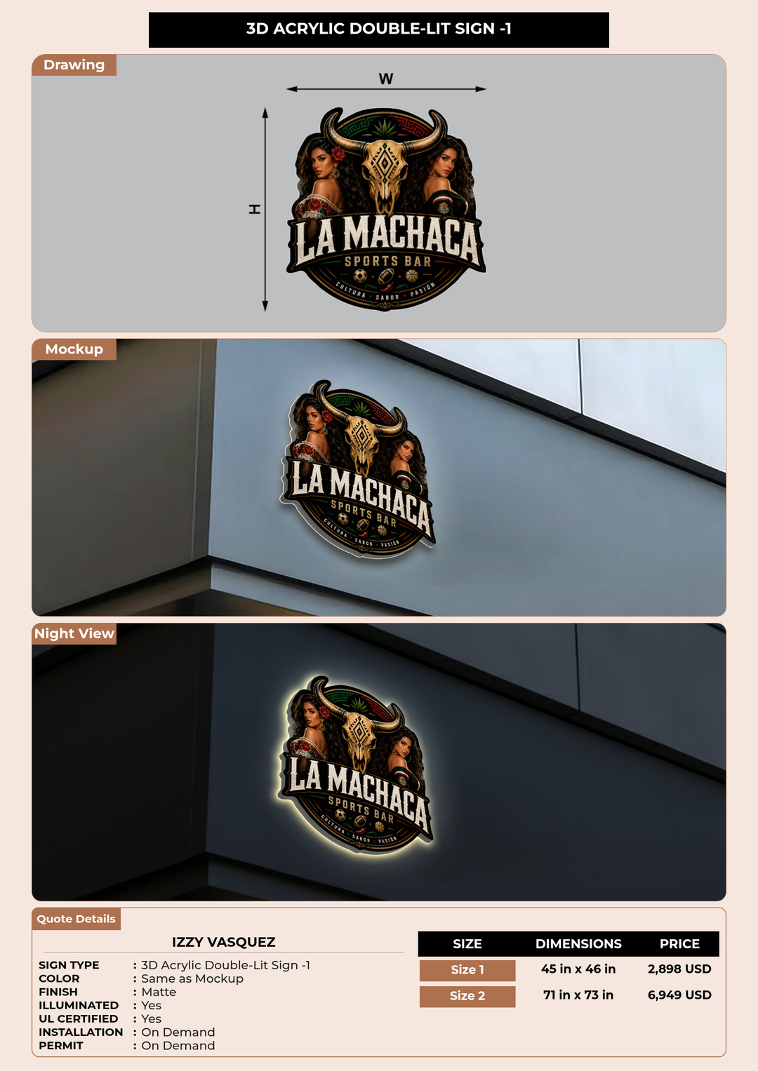 CUSTOM MOCKUP SIGN FOR Izzy vasquez