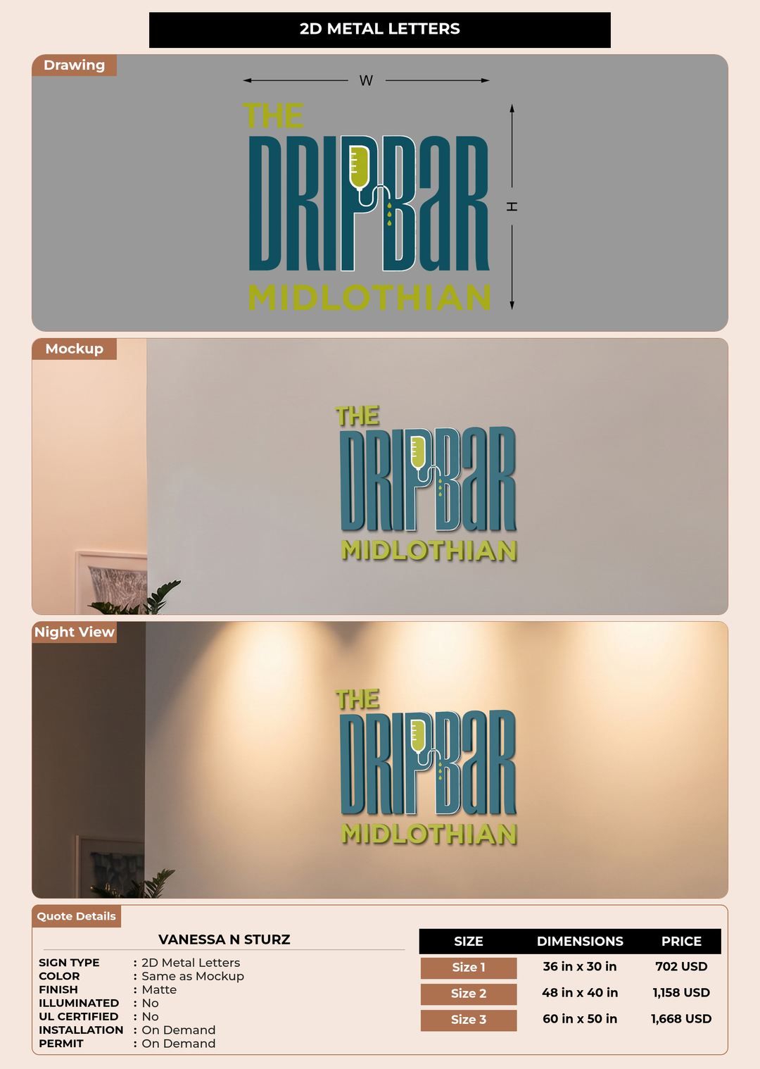 CUSTOM MOCKUP SIGN FOR Vanessa N Sturz