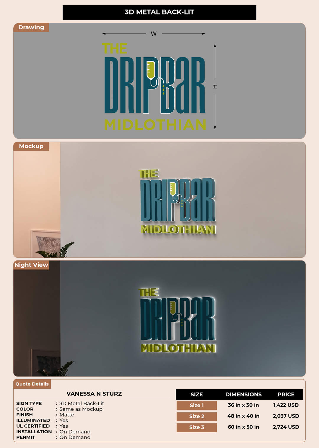 CUSTOM MOCKUP SIGN FOR Vanessa N Sturz