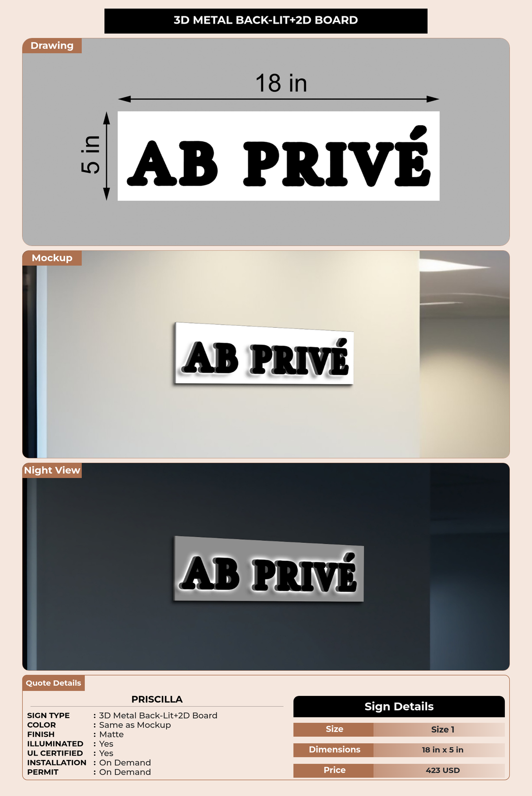 CUSTOM MOCKUP SIGN FOR Priscilla