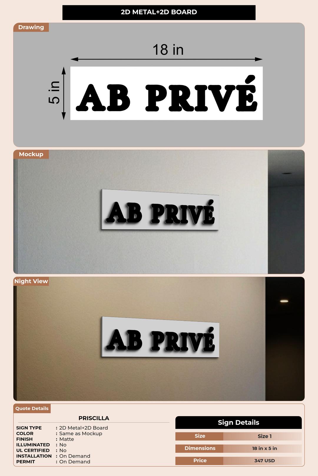 CUSTOM MOCKUP SIGN FOR Priscilla