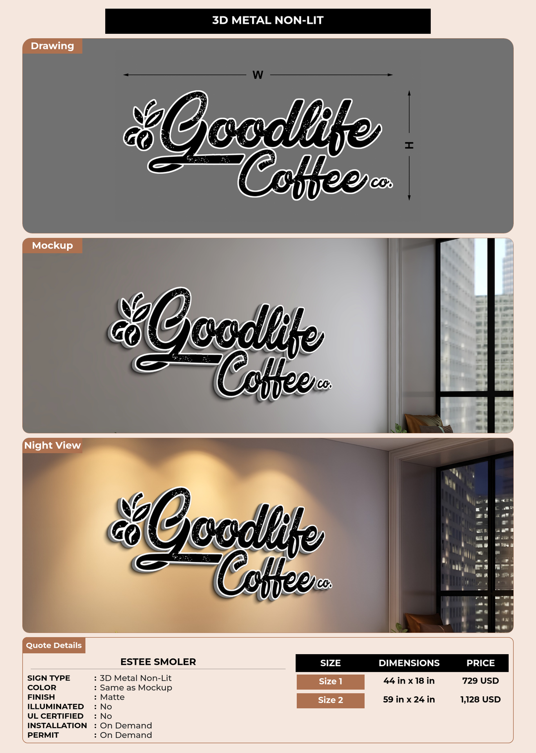 CUSTOM MOCKUP SIGN FOR Estee Smoler