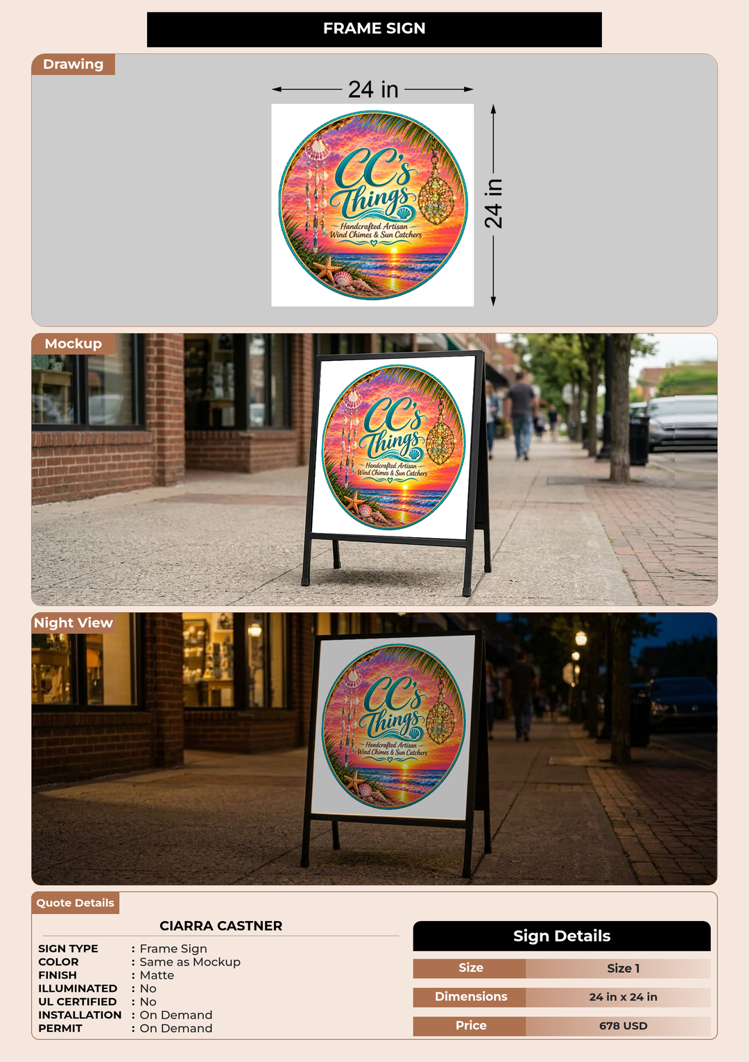 CUSTOM MOCKUP SIGN FOR Ciarra Castner
