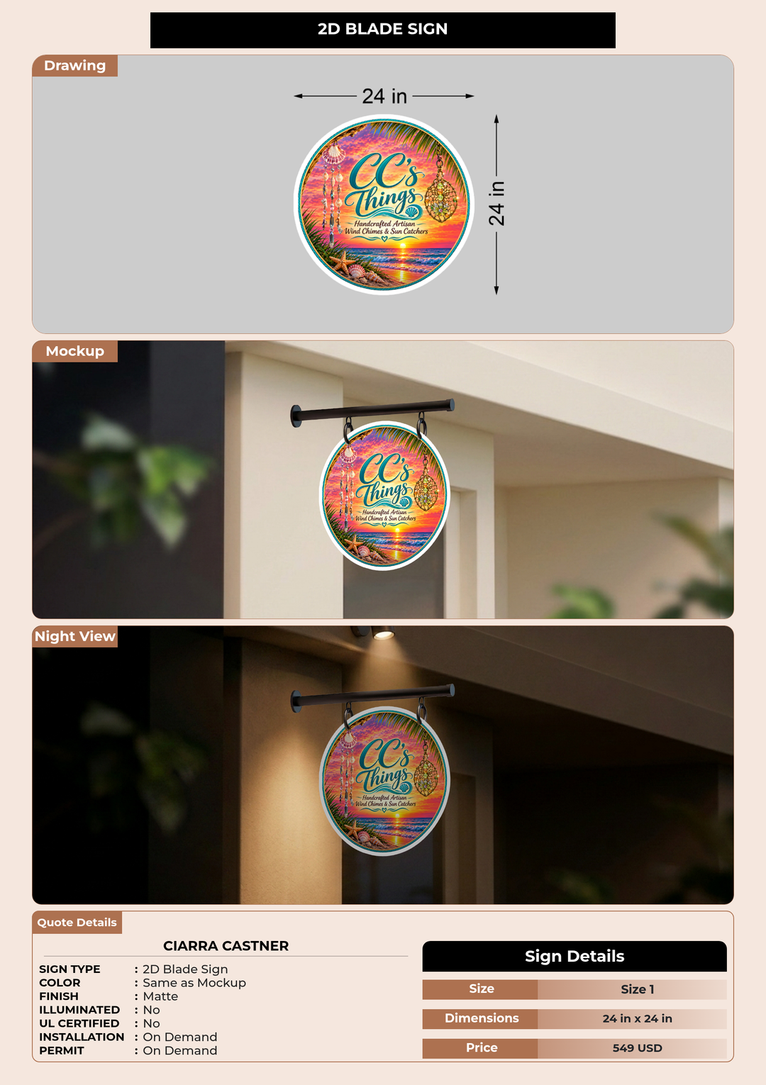 CUSTOM MOCKUP SIGN FOR Ciarra Castner