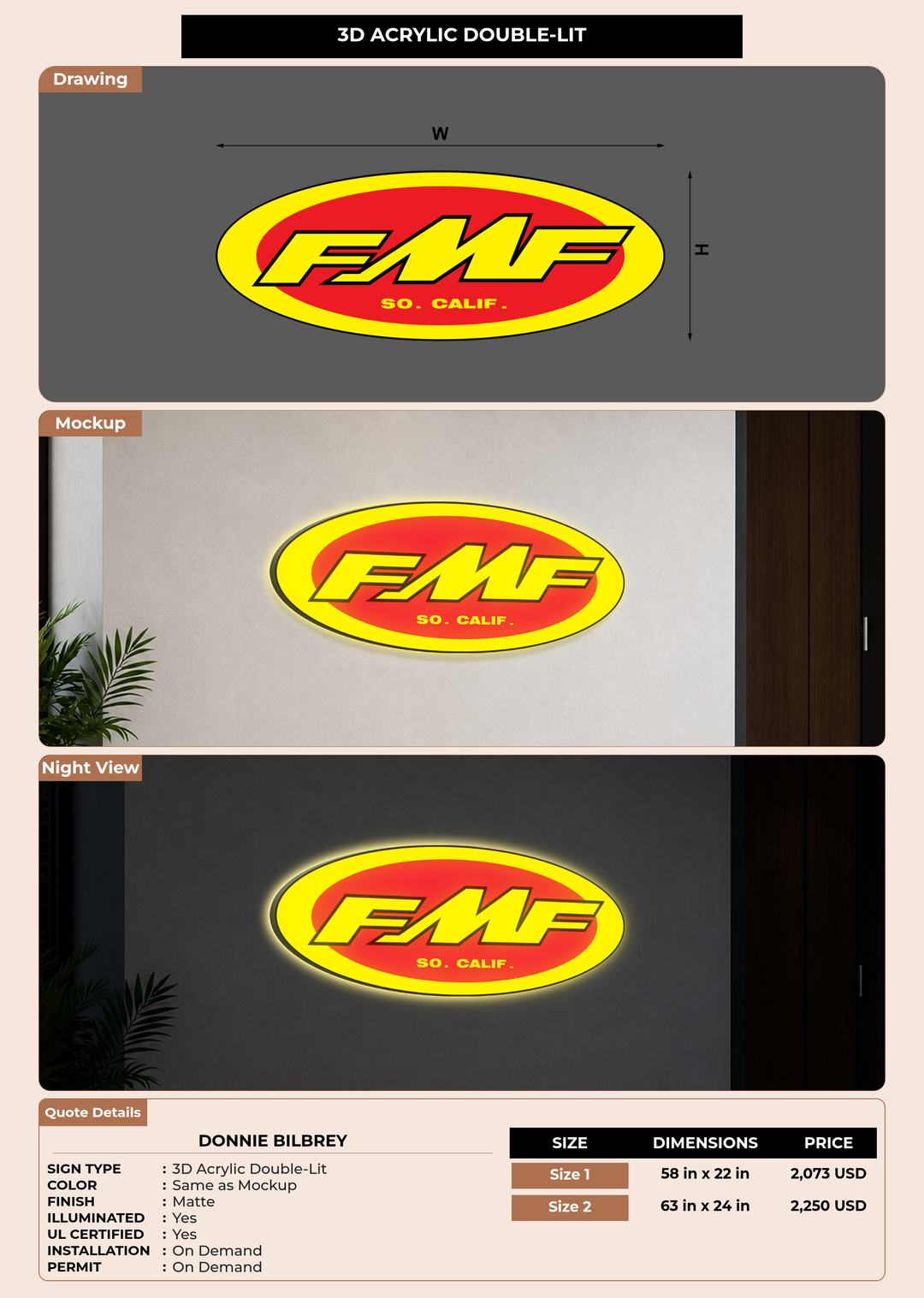CUSTOM MOCKUP SIGN FOR Donnie Bilbrey