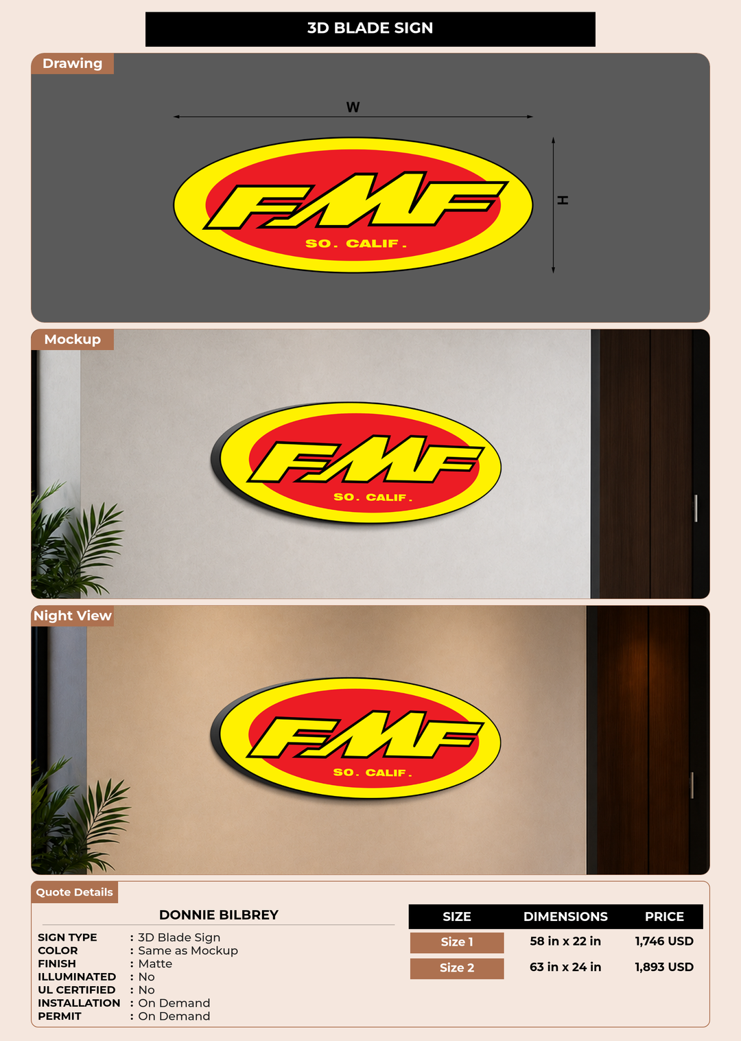 CUSTOM MOCKUP SIGN FOR Donnie Bilbrey