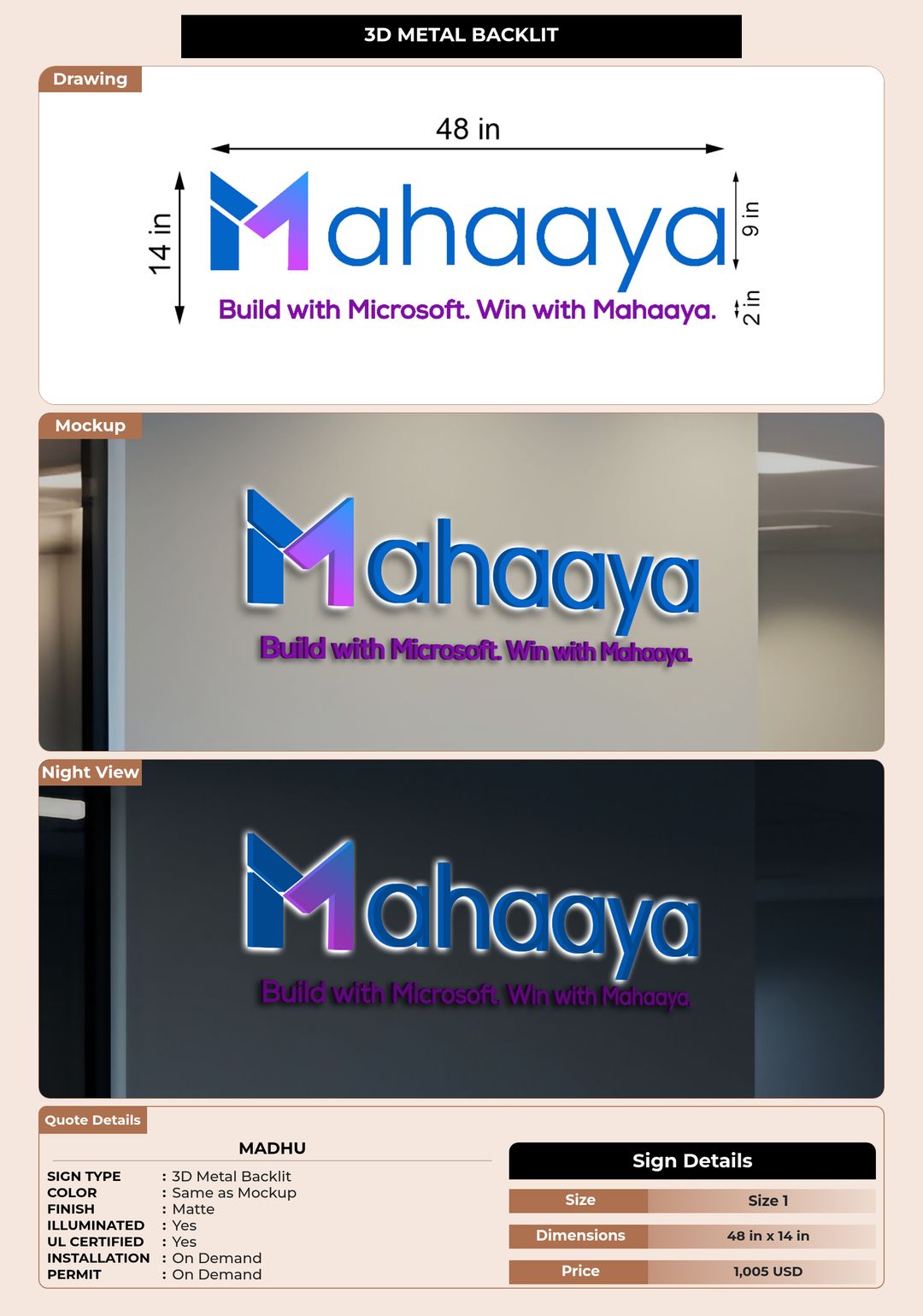 CUSTOM MOCKUP SIGN FOR Madhu