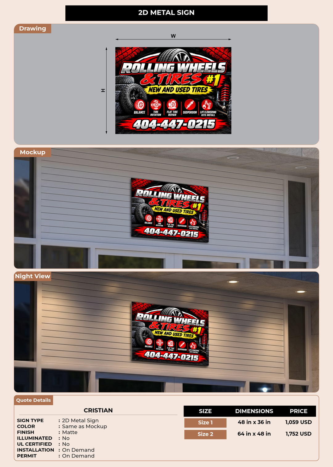 CUSTOM MOCKUP SIGN FOR Cristian