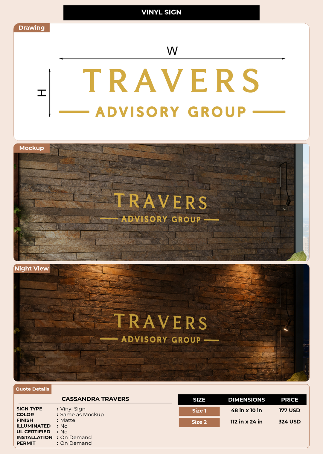 CUSTOM MOCKUP SIGN FOR Cassandra Travers