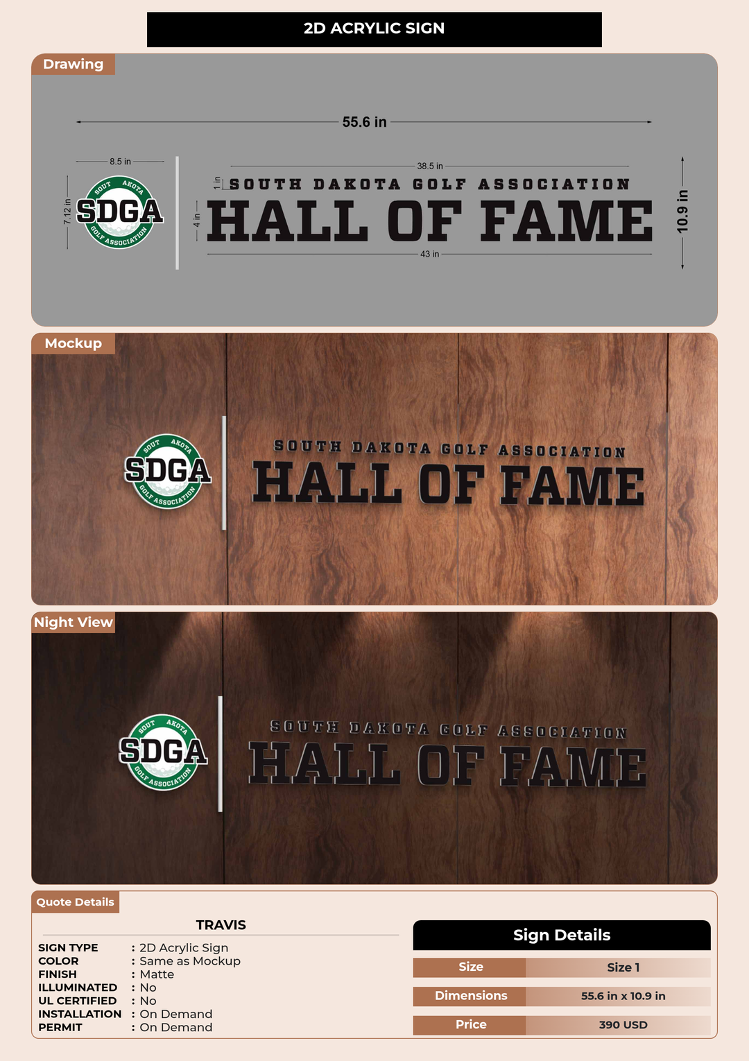 CUSTOM MOCKUP SIGN FOR Travis