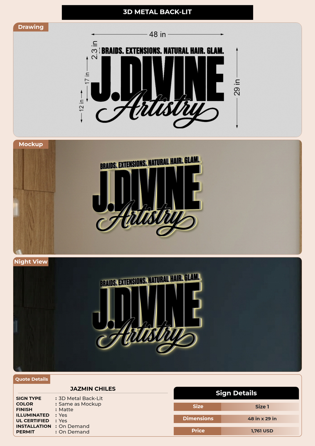 CUSTOM MOCKUP SIGN FOR Jazmin Chiles
