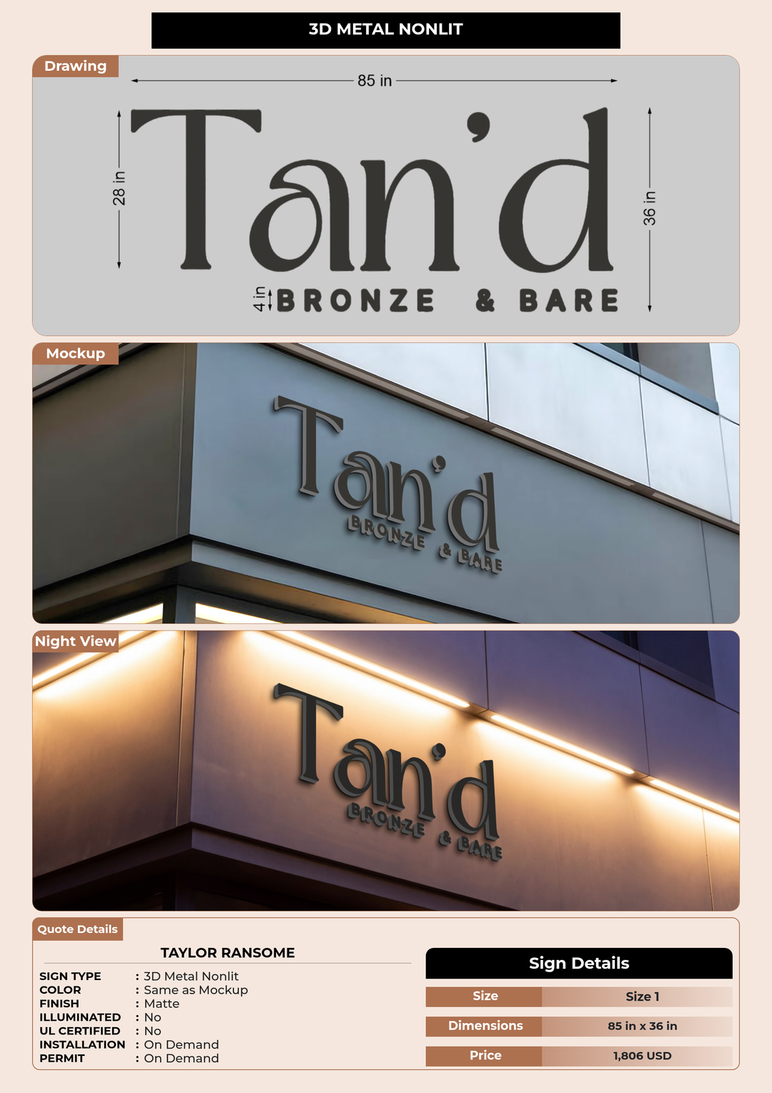 CUSTOM MOCKUP SIGN FOR Taylor Ransome